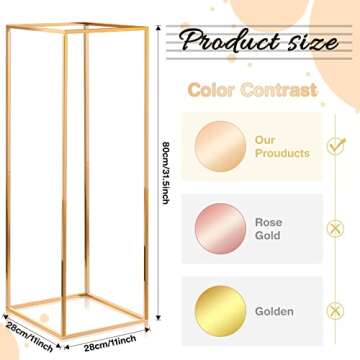 6 Pieces Metal Flower Floor Vase Gold Column Flower Stand 31.5 Inch Tall Floor Vase Geometric Wedding Centerpieces for Tables for Home Party Decor Gold Flower Holder Rectangular Flower Display Rack