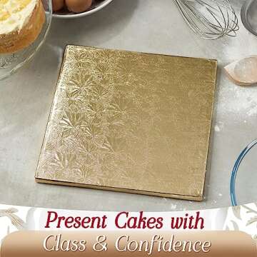 Sturdy 14-Inch Cakebon Cake Boards Square - 12-Pack