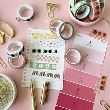 ZYNSHE Washi Tape Set of 16 Rolls of 15 mm Wide Cute Decorative Washi Tape for Journaling, Scrapbook, Washy Crafts, Bullet Journals, Planners, DIY Décor, Gift Wrapping, Craft Supplies (Splash)