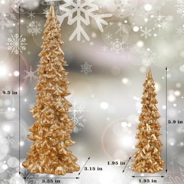 Juegoal Christmas Golden Tree Table Decorations Set of 2