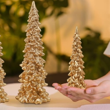 Juegoal Christmas Golden Tree Table Decorations Set of 2