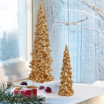 Juegoal Christmas Golden Tree Table Decorations Set of 2