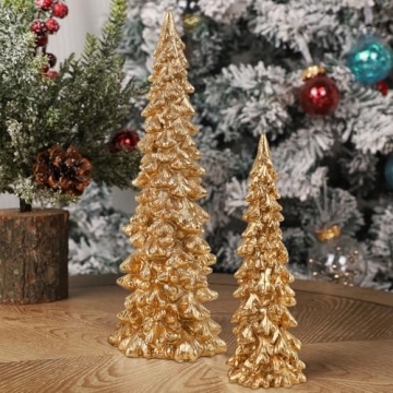 Juegoal Christmas Golden Tree Table Decorations Set of 2