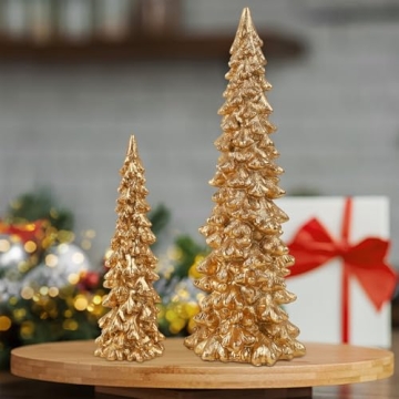 Juegoal Christmas Golden Tree Table Decorations Set of 2