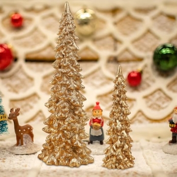 Juegoal Christmas Golden Tree Table Decorations Set of 2