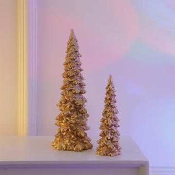 Juegoal Christmas Golden Tree Table Decorations Set of 2