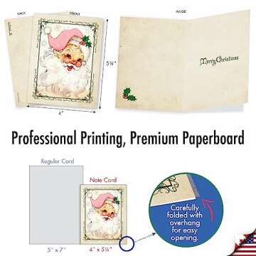The Best Card Company - 36 Assorted Notecards Bulk Box Set 4 x 5.12 Inch with Envelopes, Vintage San...