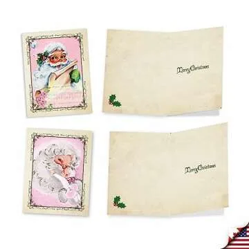 Vintage Santa Christmas Notecards - 36 Assorted Cards Set