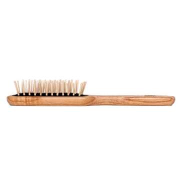 TEK - Rectangular Brush with Short Tooth in Ash Wood Handmade in Italy, for Short Hair - 22 x 4 cm