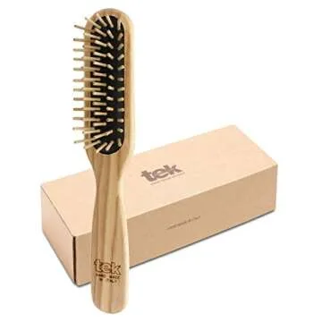 TEK - Rectangular Brush with Short Tooth in Ash Wood Handmade in Italy, for Short Hair - 22 x 4 cm