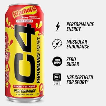 Cellucor C4 Performance Energy Drink | STARBURST Cherry | Zero Sugar Carbonated Preworkout Energy | ...