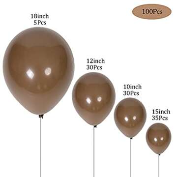 100pcs Brown Balloons 18 inch +12 inch +10 inch +5 inch Latex Party Coffee Balloon Birthday Balloons...