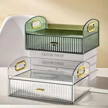 DASITON Vintage Striped Makeup Holder Organizer