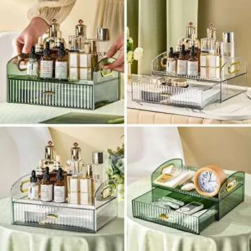 DASITON Vintage Striped Makeup Holder Organizer