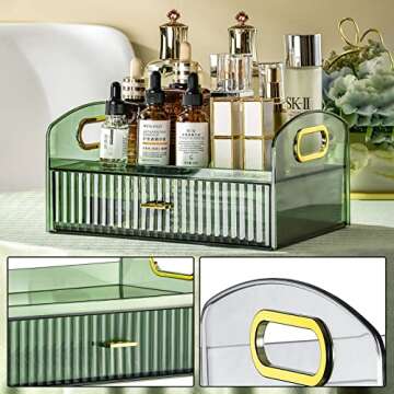 DASITON Vintage Striped Makeup Holder Organizer