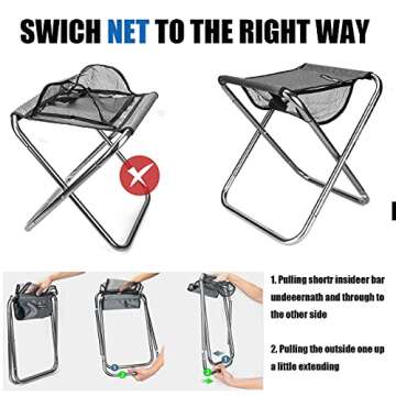 Maforts Folding Fishing Stool,Lightweight Camping Stools,Portable Compact Travel Stools Fold Camp Chair Stool for Walking Hiking Hunting (Grey, XL:13 x14 x16inch)