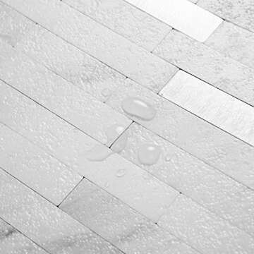 AULIGET 20 Sheets Faux Stone Peel and Stick Backsplash, White Marble Look PVC Wall Tiles Stick on Backsplash for Kitchen