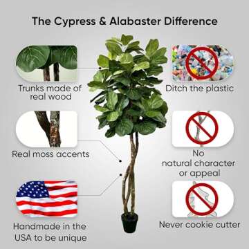 6ft Fiddle Leaf Fig Tree - Eco-Friendly & Handcrafted