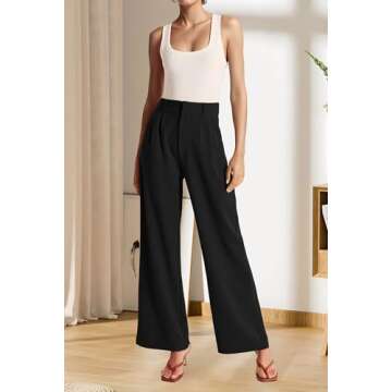Sarin Mathews High Waisted Wide Leg Pants for Women Business Casual Dress Pant Palazzo Long Work Tro...