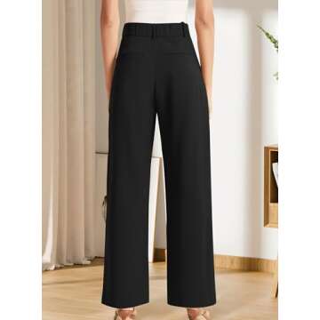 Sarin Mathews High Waisted Wide Leg Pants for Women Business Casual Dress Pant Palazzo Long Work Trousers with Pockets Black S