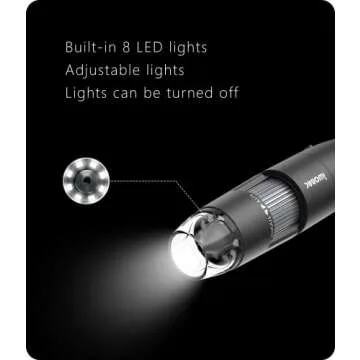 Digital Microscope Wireless Pocket Handheld USB Microscopes, 50x-1000x Zoom Fixed Focus HD Magnifier with LEDs, Inspection Camera Compatible with iPhone, Android Phone, MacBook, Windows PC (Black)