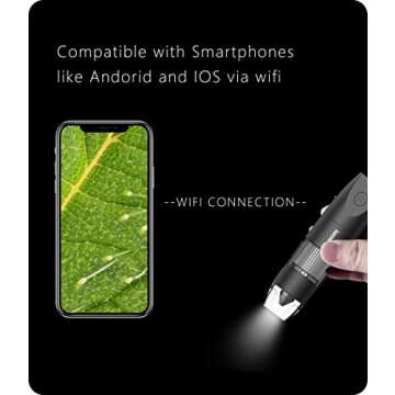 Digital Microscope Wireless Pocket Handheld USB Microscopes, 50x-1000x Zoom Fixed Focus HD Magnifier with LEDs, Inspection Camera Compatible with iPhone, Android Phone, MacBook, Windows PC (Black)