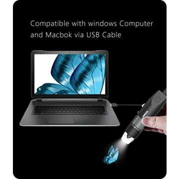 Digital Microscope Wireless Pocket Handheld USB Microscopes, 50x-1000x Zoom Fixed Focus HD Magnifier with LEDs, Inspection Camera Compatible with iPhone, Android Phone, MacBook, Windows PC (Black)