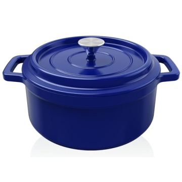 MEIGUI 4QT Blue Cast Iron Dutch Oven - Enameled, Non-Stick Design for All Cooking Needs