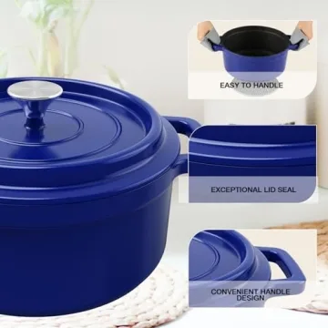 4QT Blue Enameled Cast Iron Dutch Oven - MEIGUI