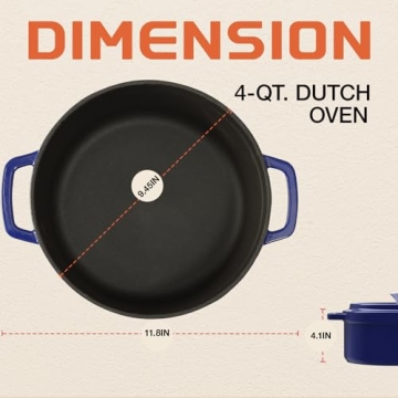 4QT Blue Enameled Cast Iron Dutch Oven - MEIGUI