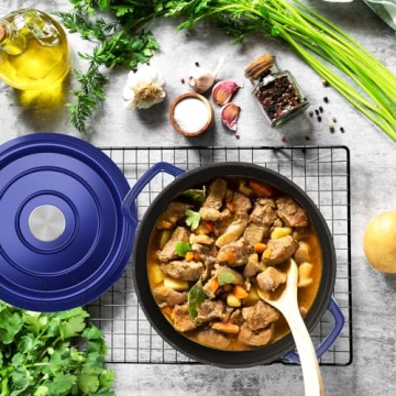 4QT Blue Enameled Cast Iron Dutch Oven - MEIGUI