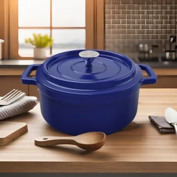 4QT Blue Enameled Cast Iron Dutch Oven - MEIGUI