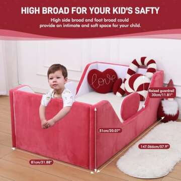 weeonekids Toddler Bed, Child Bed for Kids with Extra Safty Broad, Standard Crib Size Toddler Bed, C...