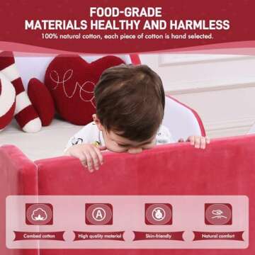 weeonekids Toddler Bed, Child Bed for Kids with Extra Safty Broad, Standard Crib Size Toddler Bed, Certified Fabric Toddler Beds,Toddler Flood Bed (Mixed White/Red)