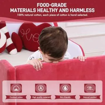 weeonekids Toddler Bed, Child Bed for Kids with Extra Safty Broad, Standard Crib Size Toddler Bed, Certified Fabric Toddler Beds,Toddler Flood Bed (Mixed White/Red)