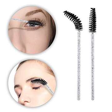 G2PLUS 300PCS Crystal Eyelash Mascara Brushes Wands Applicator Makeup Kits Mascara Wands Lash Spoolies for Eyelash Extensions and Eyebrow Brush (Black)