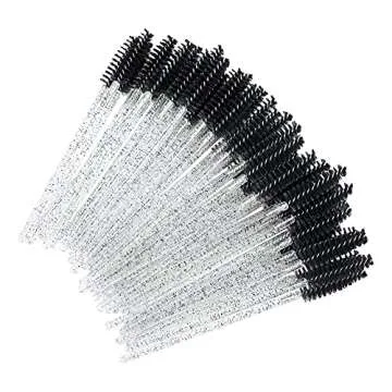 G2PLUS 300PCS Crystal Eyelash Mascara Brushes Wands Applicator Makeup Kits Mascara Wands Lash Spoolies for Eyelash Extensions and Eyebrow Brush (Black)