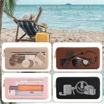 FVION Zipper Makeup Brushes Bag For Travel, Large Silicone Makeup Brush Holder, Make Up Brushes Pouc...