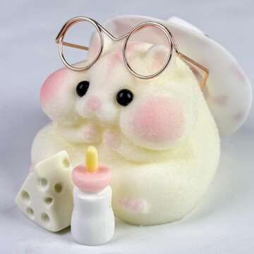 Handmade Taba Squishy Hamster Toy, Cute Soft Silicone Mochi Fidget Toy, Stress Relief Gift for All A...