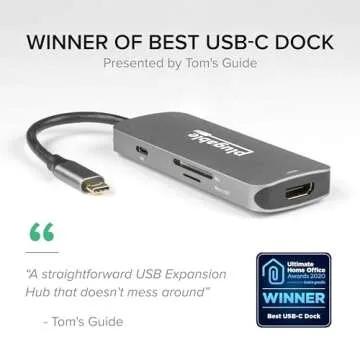 Plugable USB-C Hub 7-in-1, Driverless USB C Hub Compatible with Mac, Windows, Chromebook, USB4, Thun...