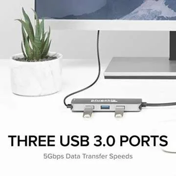 Plugable USB-C Hub 7-in-1, Driverless USB C Hub Compatible with Mac, Windows, Chromebook, USB4, Thunderbolt 4, and More (4K HDMI, 3 USB 3.0, SD & microSD Card Reader, 100W Charging)