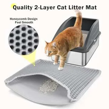 Stainless Steel Cat Litter Box, Extra Large Litter Boxes for Big Cats, Anti-Urine Leakage XL Litter Box with High Sides, Xlarge Metal Litter Box with Lid, Easy Clean, Non-Sticky, Cat Mat & Metal Scoop