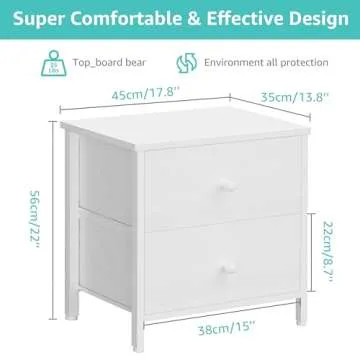 BOLUO White Nightstands Set of 2, 2 Drawer Dresser for Bedroom Night Stand Small Dresser End Table with Drawers Modern