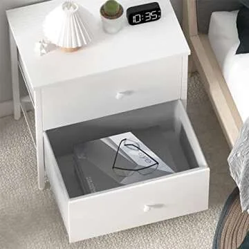 BOLUO White Nightstands Set of 2, 2 Drawer Dresser for Bedroom Night Stand Small Dresser End Table with Drawers Modern