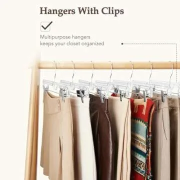 HOUSE DAY 50 Pack 14 inch Clear Plastic Pants Hangers with Clips, Skirt Hangers, Clip Hangers for Pants, Trouser Bulk Plastic Pant Hangers