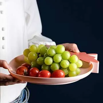 Kawaii Strawberry Plastic Trays Snack Plates Kitchen Bowls,2 Pack Serving Platters Food Tray Decorative Serving Trays for Candy Fruits Dessert