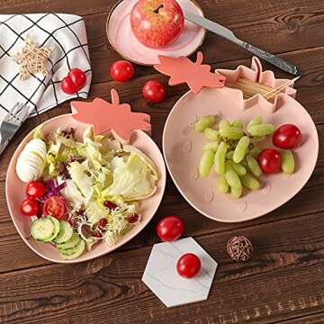 Kawaii Strawberry Plastic Trays Snack Plates Kitchen Bowls,2 Pack Serving Platters Food Tray Decorative Serving Trays for Candy Fruits Dessert