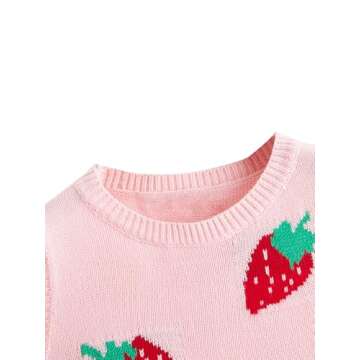 Floerns Women's Sleeveless Round Neck Cute Strawberry Sweater Vest Crop Shirt Top Pink M