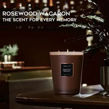 HomeLights Scented Candles | Large Jar Candle - 33.3 Oz. Natural Soy Aromatherapy Candles | Up to 70 Hours Burn Time with 3 Cotton Wicks, Home Decorative Fragrance Candles - Rosewood Macaron