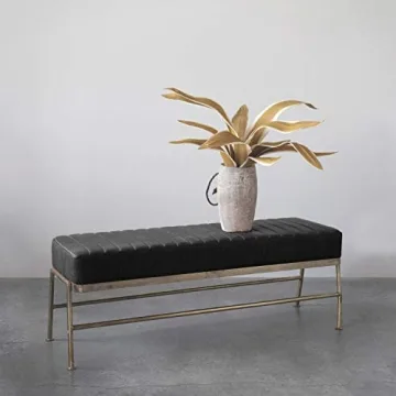 Stylish Creative Co-Op Leather & Metal Bench for Modern Homes